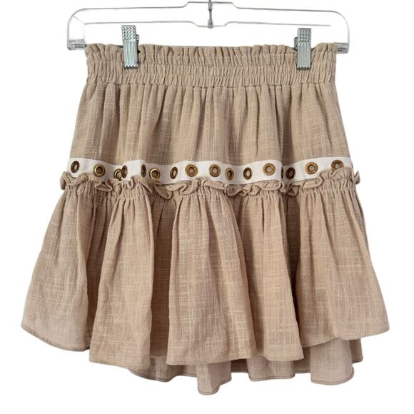 Misa Los Angeles Dresses & Skirts - MISA Los Angeles Beige Smocked Pull On Mini Skirt Size XS